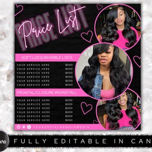 Price List, Price List Template, DIY Small Business Pricing Guide Sheet Beauty Salon Nail Makeup Hair Stylist,Canva Template, Hair Pricelist