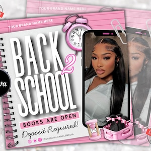 Back to School Booking Flyer, Hair Flyer, Braids Sale Flyer, Back 2 School Flyer, Lashes, Nail Flyer, Braids Special Flyer Template