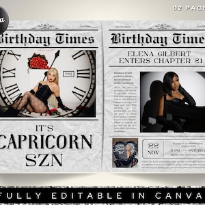Birthday Newspaper Invitation, Editable Newspaper Birthday Invitation, Birthday Newspaper, Large Newspaper Canva Template, Newspaper Print