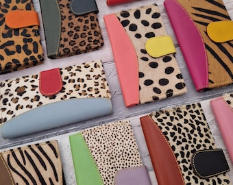 Recycled Leather Animal Print Wallet: Handmade Artisan Card Holder