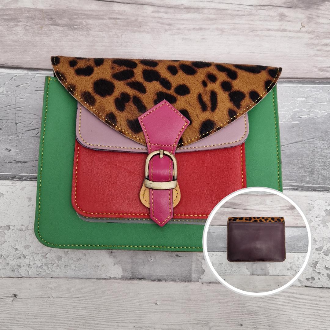 Chandra - Animal Print Recycled Leather Crossbody Small
