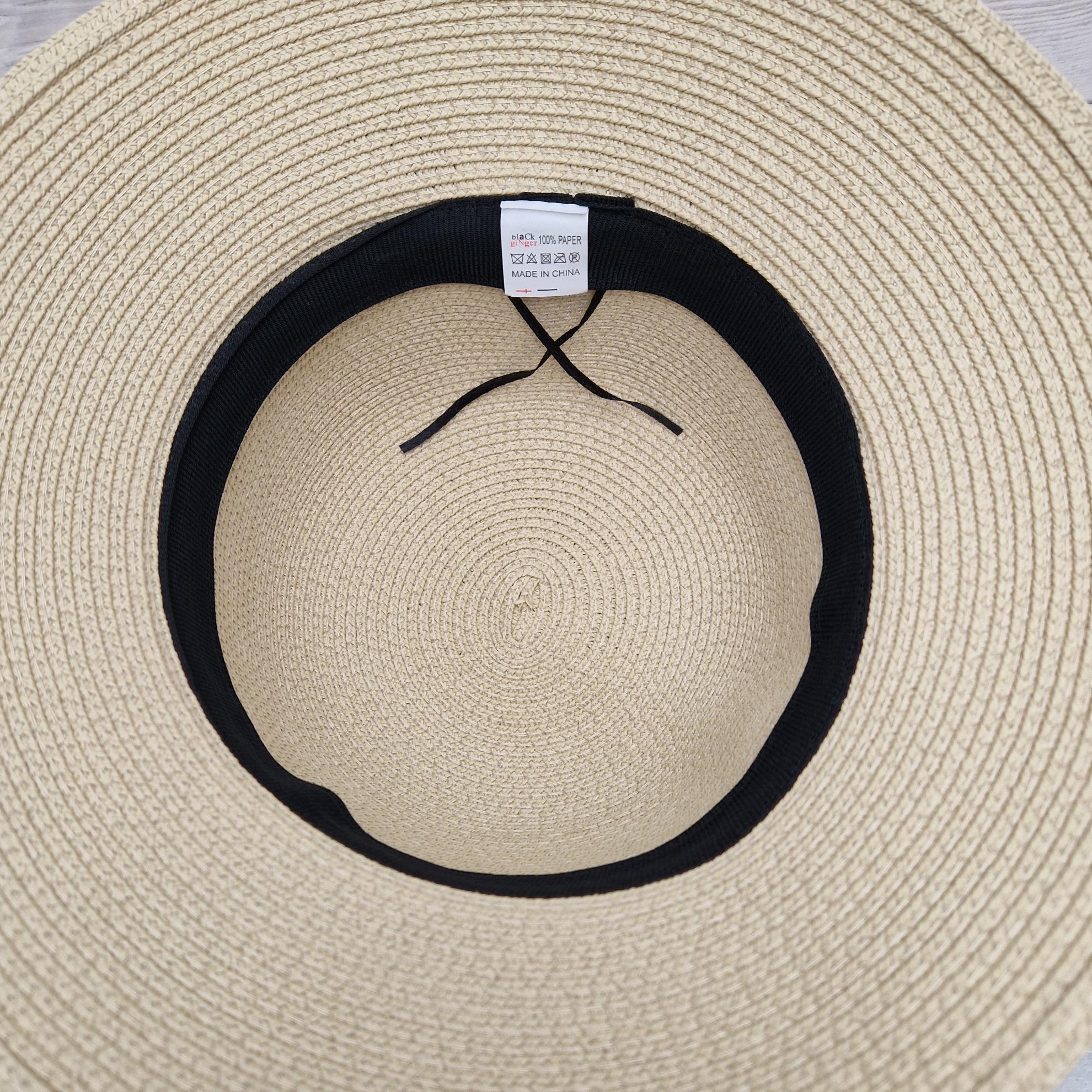 VTG cloche paper sun hat with a black and white bow band.made in Italy Beach Ribbon Church Bow Women main image 4