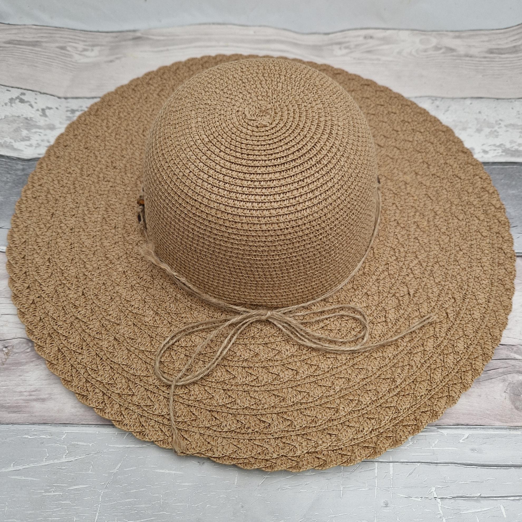 Handcrafted Paper Straw Sun Hat Foldable Wide Brim Packable Beach Travel Wide Brim Paper Sun Hat: Foldable Travel Beach Hat With  main image 2