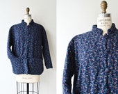 Indigo floral quilted jacket short cotton quilted jacket
