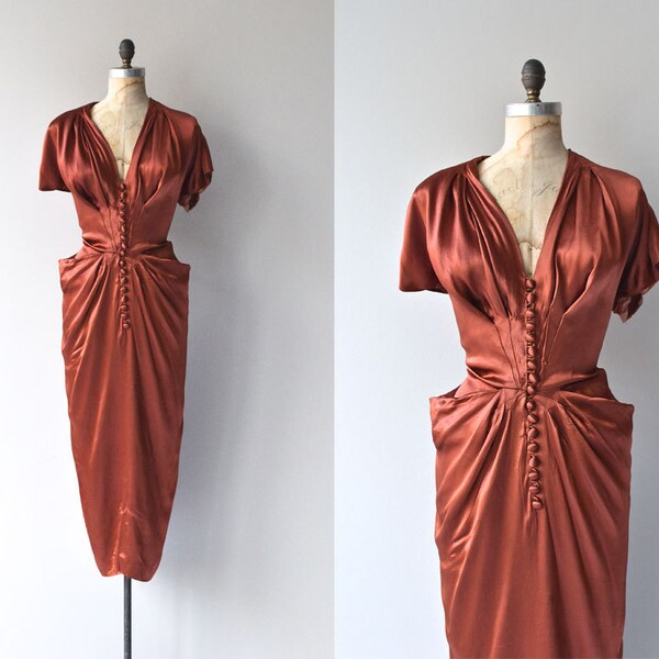 Hollywood Ending dress •  1940s silk satin dress • vintage 1940s dress