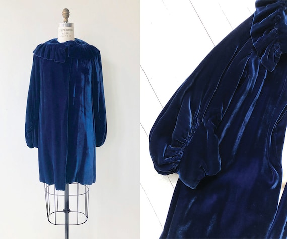 Cobalt silk velvet coat | 1930s velvet coat | 30s