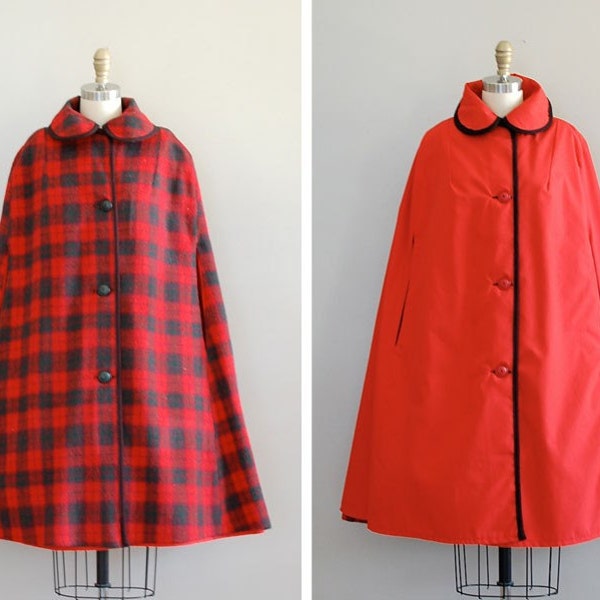 vintage 1960s Tartan reversible cape