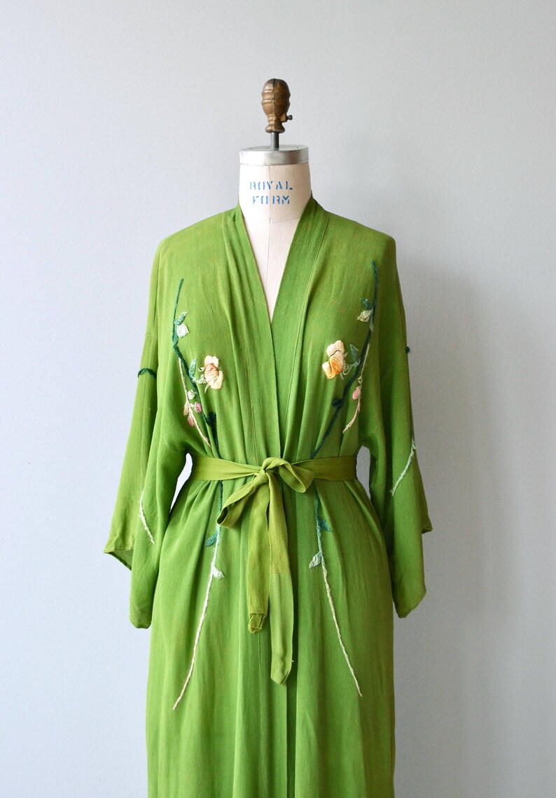 Linnaeus silk wrapper antique 1920s kimono silk 20s kimono | Etsy