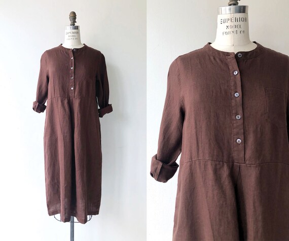 Cocoa linen dress | simple cotton dress | cotton t