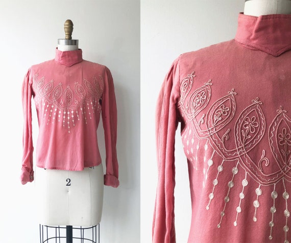 Victorian wool blouse | embroidered Victorian shir