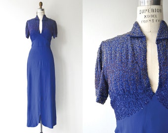 Reign Supreme beaded dress | vintage 1930s dress | long 30s dress