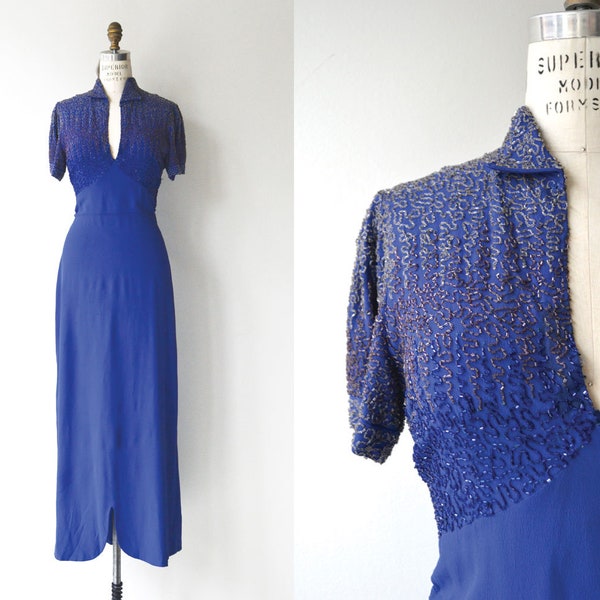 Reign Supreme beaded dress | vintage 1930s dress | long 30s dress