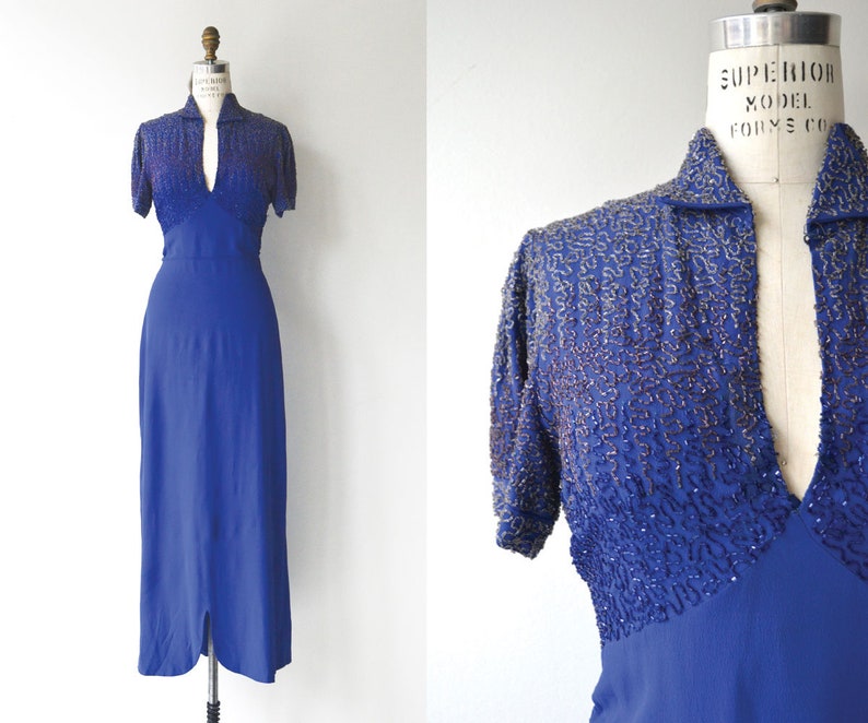 Reign Supreme beaded dress vintage 1930s dress long 30s dress image 1