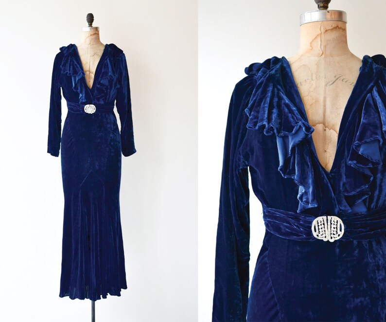 Spellbinder gown | 1930s silk velvet dress | long 30s dress Spellbinder gown | 1930s silk velvet dress | long 30s dress