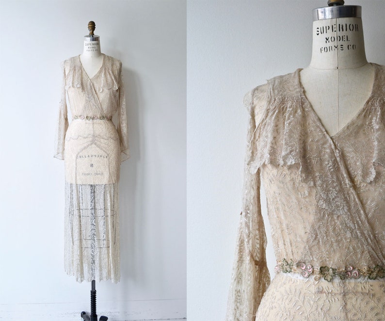 Blythe lace wedding gown 1930s silk lace wedding dress vintage 30s wedding dress image 1