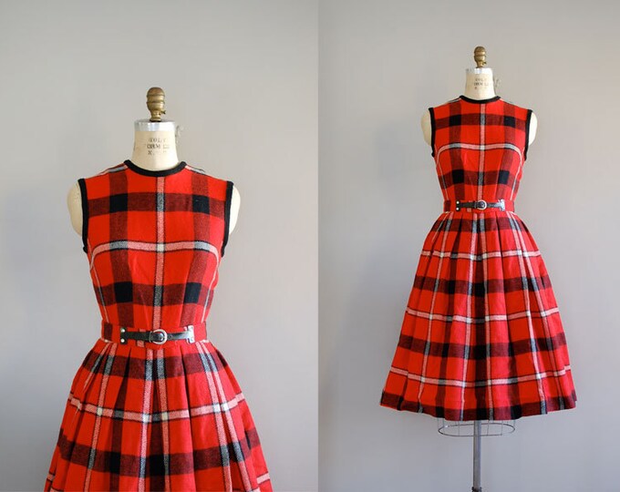 1950s Dress / Plaid Dress / 50s Plaid Wool Dress - Etsy