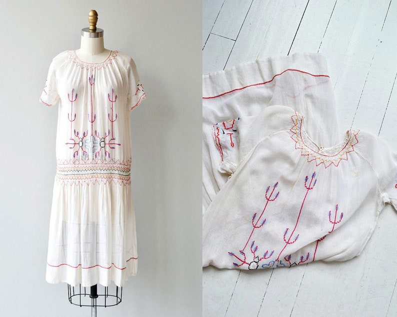 Little Bohemia dress antique 1920s dress vintage embroidered 20s folk dress image 1