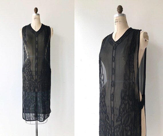 Revival beaded silk tabard | 1920s beaded dress |