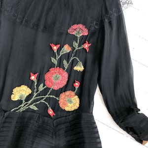Floral Crewel silk dress silk 1920s dress vintage 20s dress image 6