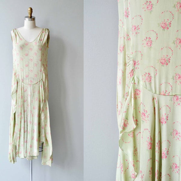 Talinda floral silk dress | vintage 1920s dress | floral silk 20s dress