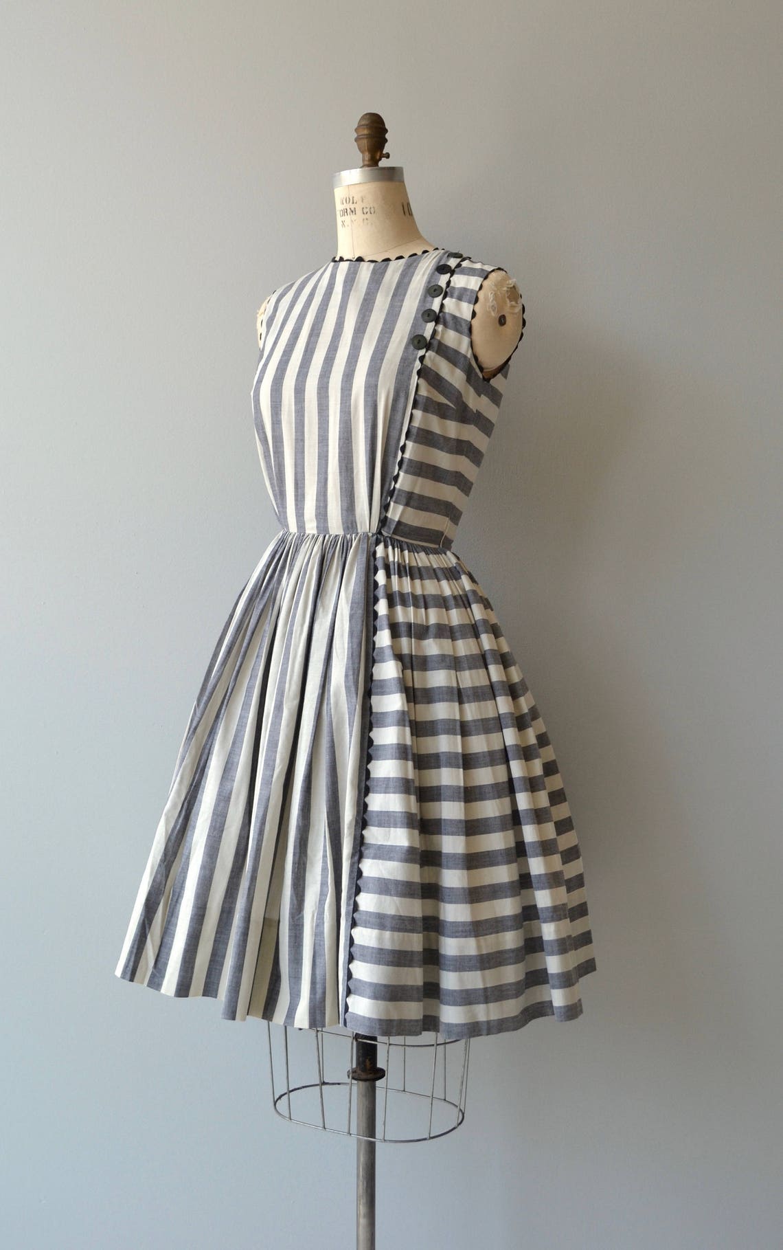 Stripe Study dress vintage 1950s dress striped cotton 50s | Etsy