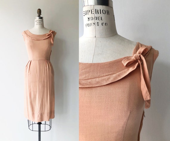 Peach Blush linen dress | 1950s dress | vintage 50