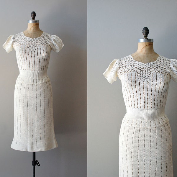 crochet dress / 1930s sweater dress / Chalklands dress