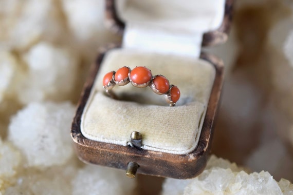 Antique Georgian half hoop ring | 1805 coral ring… - image 9