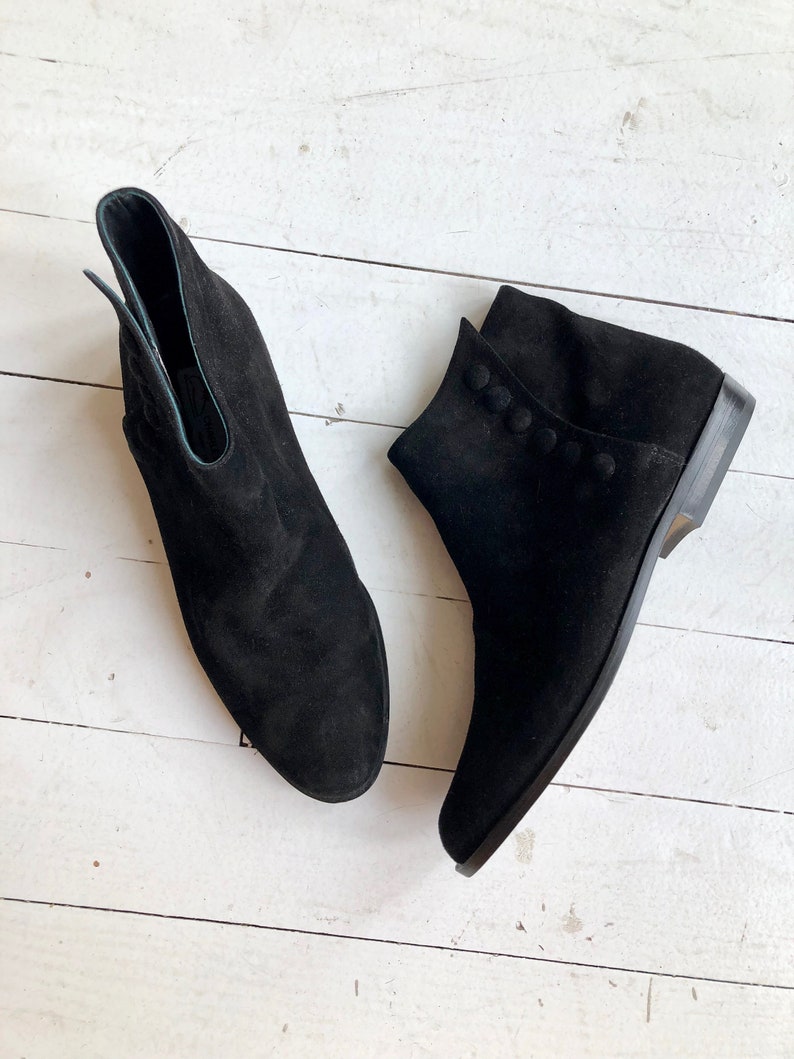 mod black suede booties black ankle boots Charles David button ankle boots