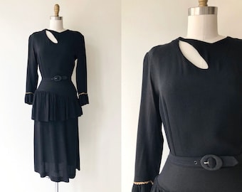 Compendium dress |  skirt | vintage 1940s dress | black rayon 40s dress