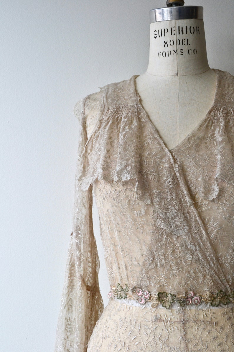 Blythe lace wedding gown 1930s silk lace wedding dress vintage 30s wedding dress image 9