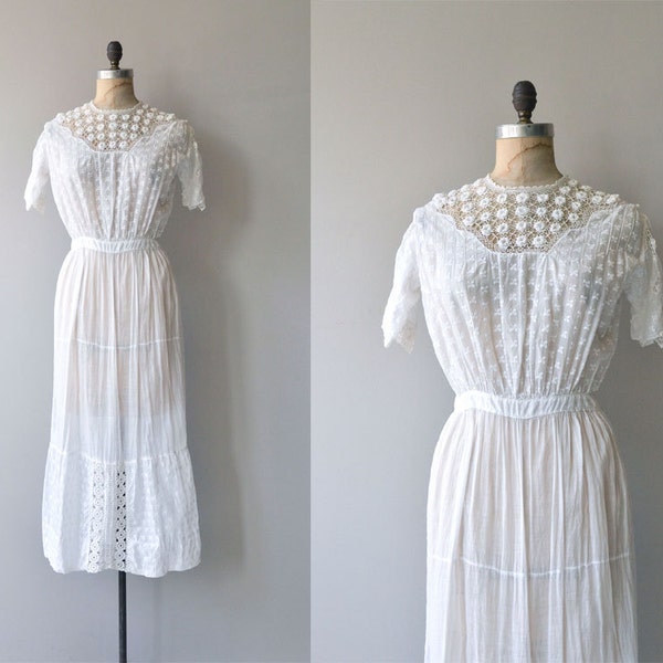 Elendrine dress | antique Edwardian cotton dress | white 1910s tea dress