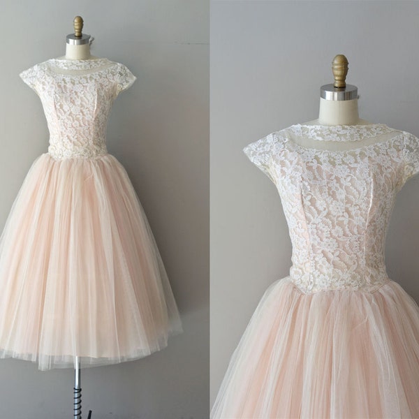 Little Darling dress / vintage lace 50s dress / 1950s formal dress