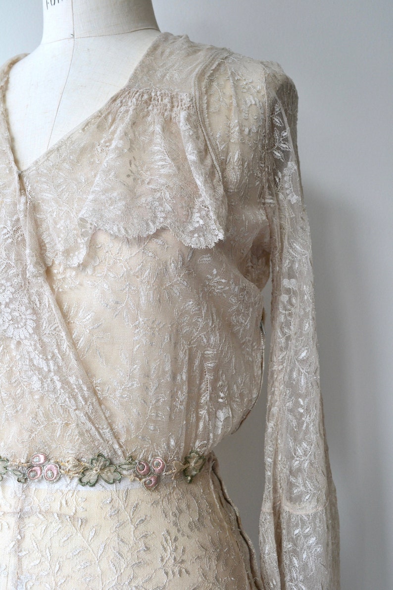 Blythe lace wedding gown 1930s silk lace wedding dress vintage 30s wedding dress image 6