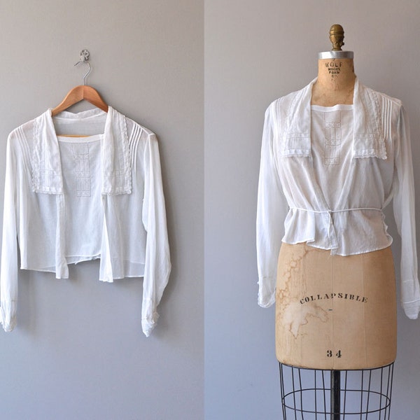 Edwardian blouse • vintage 1910s blouse • white cotton shirtwaist