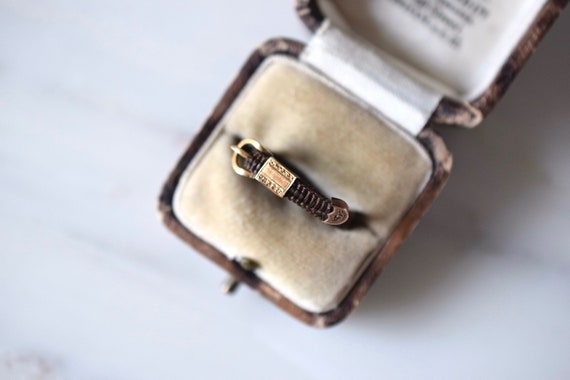 Antique Victorian 15K mourning ring | 1850s hair … - image 5