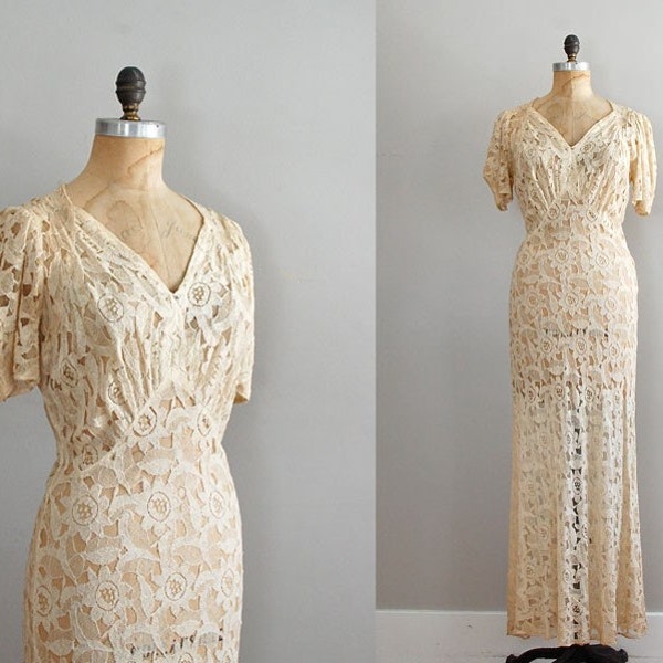 vintage 1930s Laperriere Lace dress