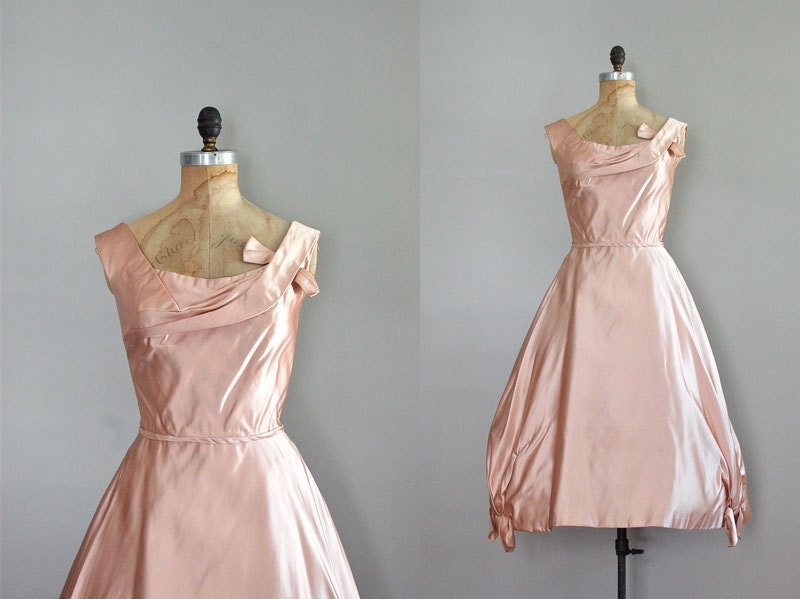 Vintage 1950s Dress Ceil Chapman Blush Silk Dress India