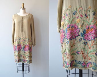 Leitmotif silk dress | vintage 1920s dress | embroidered silk 20s dress