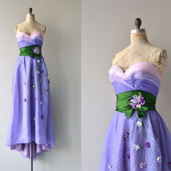 Philip Hulitar gown | vintage 1940s dress | strapless 40s formal dress