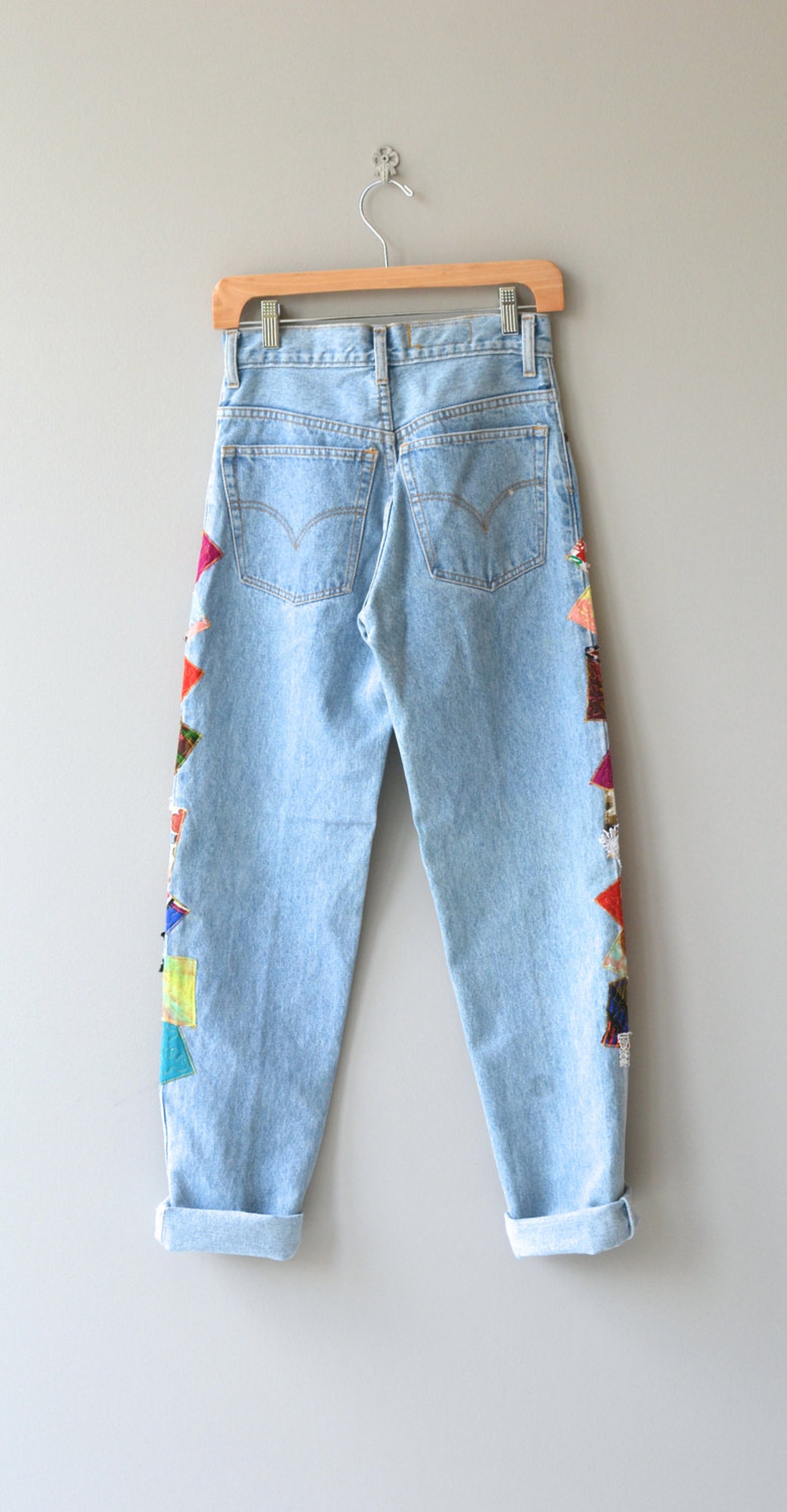 Happy Patchwork jeans vintage 1980s denim high waist 80s | Etsy