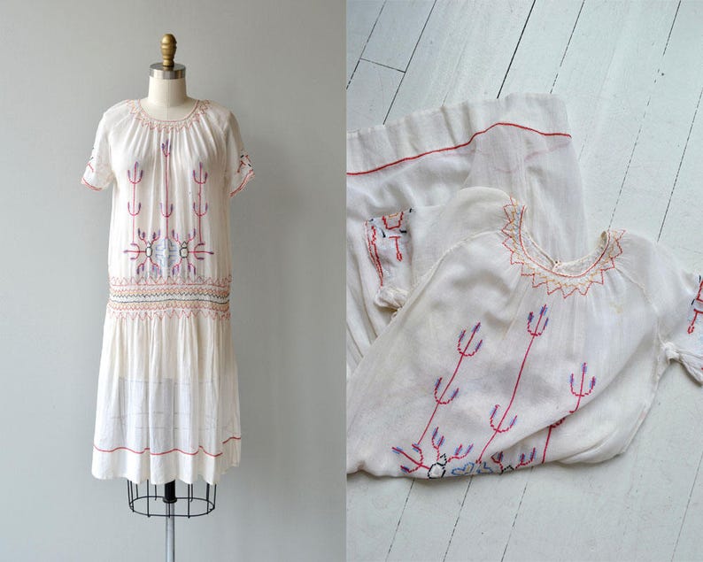 Little Bohemia dress antique 1920s dress vintage embroidered 20s folk dress image 6