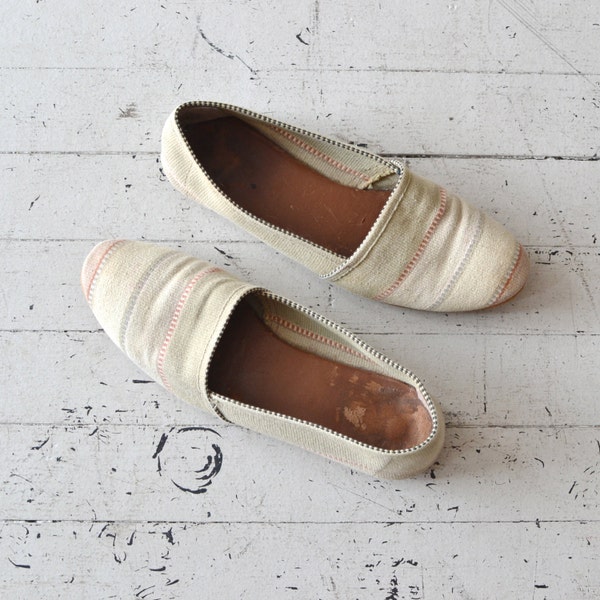 vintage slip on loafers / woven cotton shoes / Summer Breeze flats