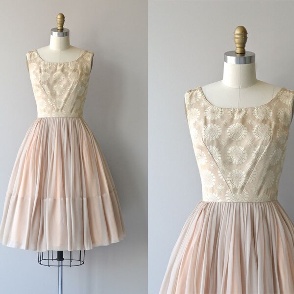 Flowering Quince dress • vintage 1960s dress • silk chiffon 60s cocktail dress