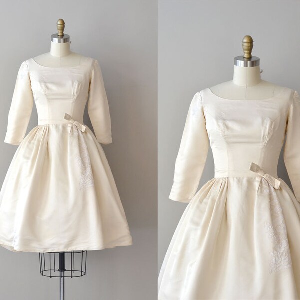 1950s wedding dress / silk 50s wedding dress  / Bond of Love