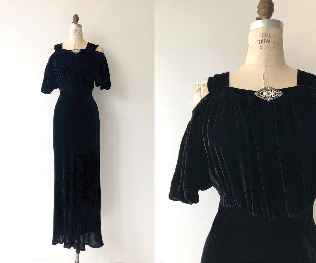 Aphaea Silk Velvet Gown 1930s Silk Velvet Dress Long 30s - Etsy