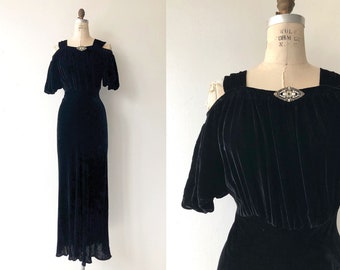 Aphaea silk velvet gown | 1930s silk velvet dress | long 30s dress