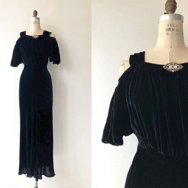 Aphaea silk velvet gown | 1930s silk velvet dress | long 30s dress