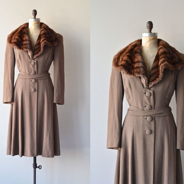 Highborne coat • vintage 1930s coat • fur collar 30s wool coat