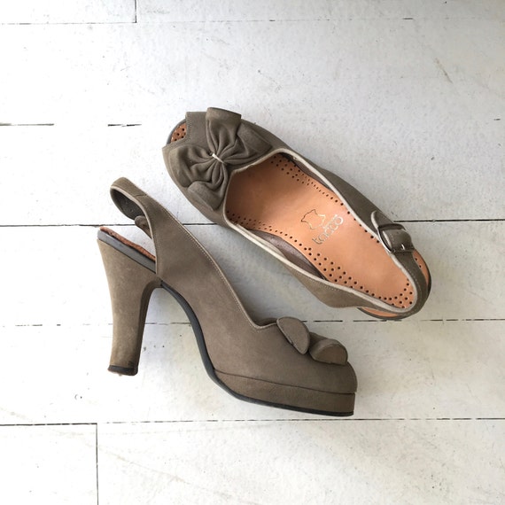 Shale peeptoe platforms | vintage 1940s shoes | 4… - image 5